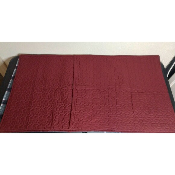 Pair of Quilted King Pillow Shams Plaid Black Red Set of 2 35x20 NWOT - Picture 3 of 5